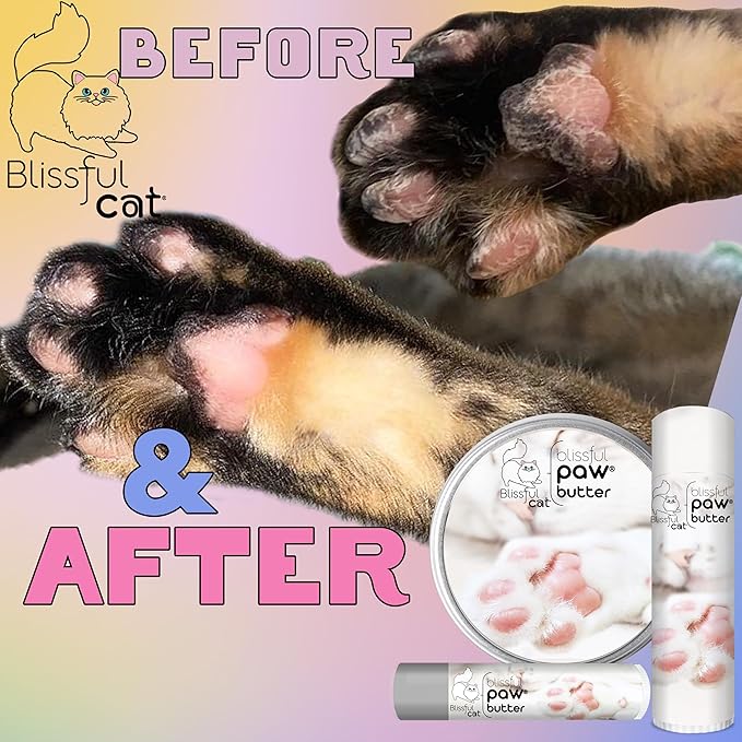 The Blissful Cat Paw Butter, Moisturizer for Dry Paw Pads, Softens and Protects a Rough Paw, Versatile, Lick-Safe Cat Paw Balm, 1 oz.