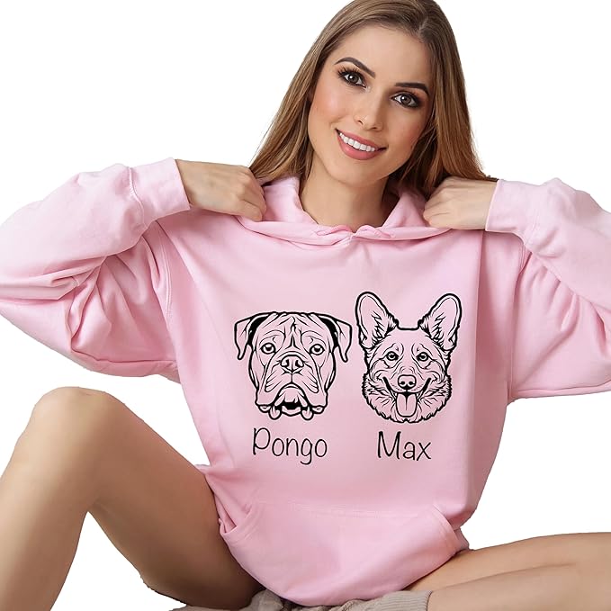 Custom Dog Mom Shirt for Women Pet Ears Sweatshirt with Name Unique Puppy Line Art Cute Dad Hoodie for DogDad Owner Lover