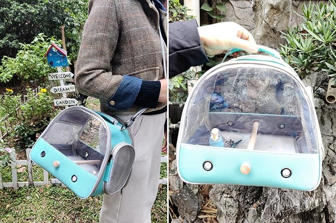 Bird Travel Carrier Cage, Portable Small Bird Parrot Parakeet Carrier with Standing Perch and Soft Mat, Side Access Window Collapsible Bird Carry Transport Bag for Vet Visit