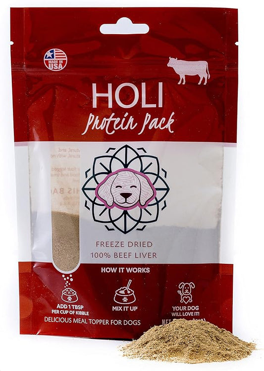 HOLI Beef Liver Powder Dog Food Topper - Single Ingredient, Human-Grade - Freeze Dried Dog Food Flavor Enhancer for Picky Dogs – Grain Free – 100% All Natural - 2oz