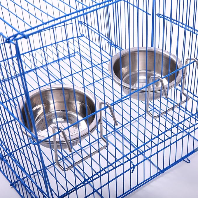QBLEEV Stainless Steel Birdcage Feeder Bowls for Hamster Cage, 150ml, 5 oz