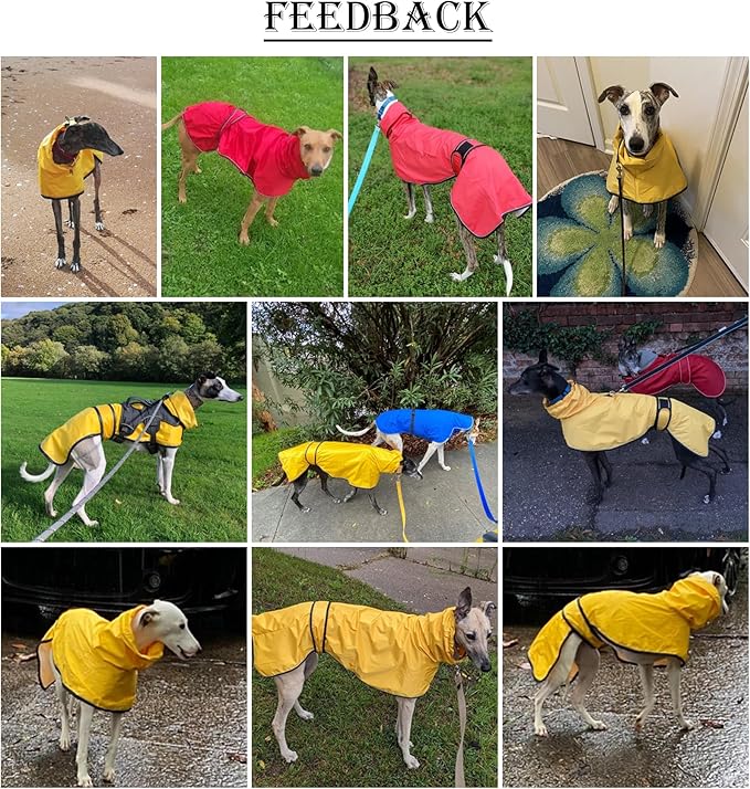 Dog Raincoat with Reflective Bar, Rain/Water Resistant, Adjustable Vest - Dog Raincoats for Greyhounds, Lurchers and Whippets - Pink - XL