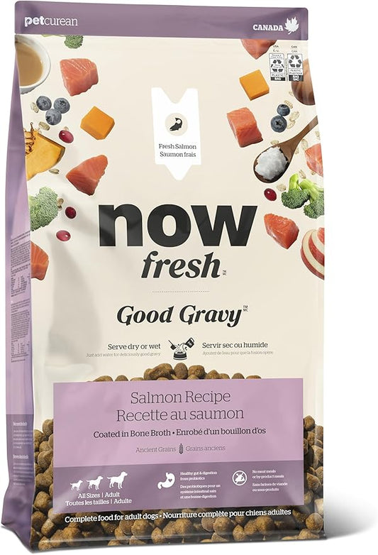 Now Fresh Good Gravy, Bone Broth Coated Kibble, Dry Dog Food, Salmon Adult Recipe with Grains, All Breed Size, 22 lb Bag