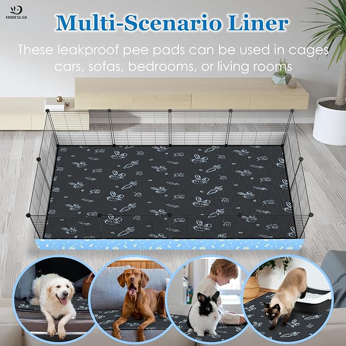 2-Pack Guinea Pig Cage Liner Washable, 36in x 48in Ultra-Absorbent Guinea Pig Bedding for Cage Non-Slip Leak-Proof Pee Pads for Dogs Rabbit Bunny Cat Litter Mat, Navy