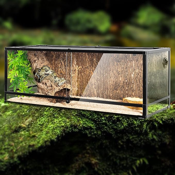 REPTI ZOO 67 Gallon Reptile Large Terrarium Newly Upgraded All Glass 48" x 18" x 18" Double Hinge Door with Top Ventilation Reptile Terrarium(Knock-Down)