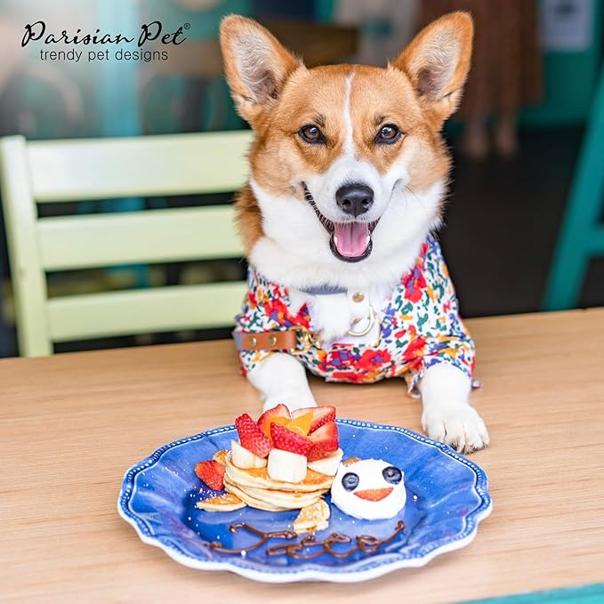 Parisian Pet Floral Dog Shirt - 100% Cotton Summer Clothes - Stylish Beach Outfit - Hook and Loop Closure - Machine Washable - XS