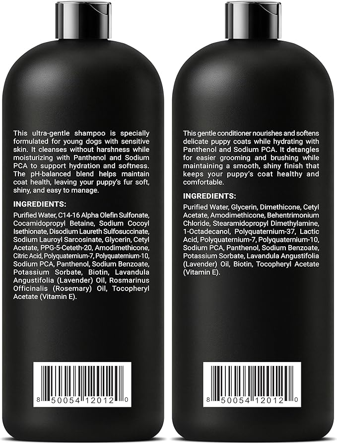 Gentle Puppy Dog Shampoo and Conditioner Set – Moisturizing Pet Grooming Wash for Sensitive & Itchy Skin – Lavender & Biotin Formula – Safe for Puppies & All Breeds, 16 fl oz Each by ALFIE'S CHOICE