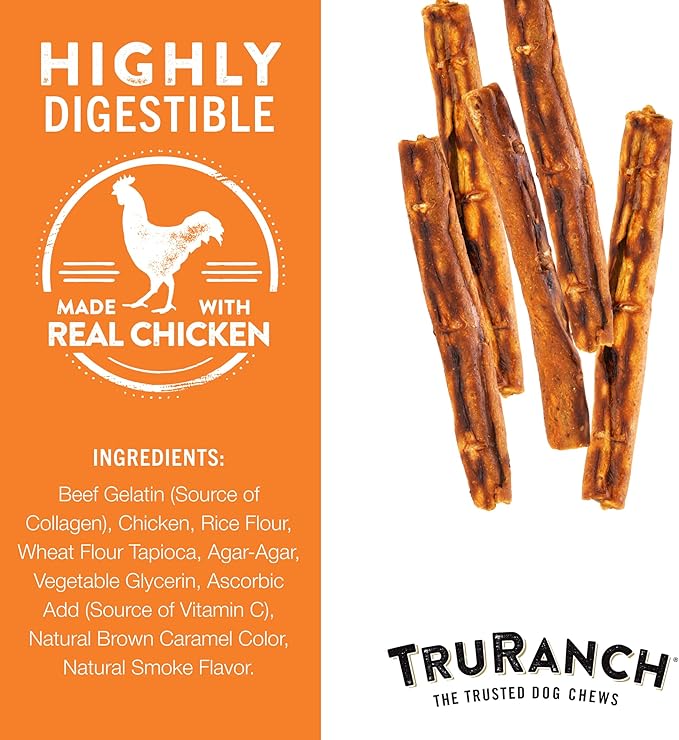 Collagen Rolls - 9" Collagen Rolls for Dogs - Long Lasting Healthy Joint Support Dog Treat - Rawhide Alternative - Skin & Coat Health - Made with Real Chicken, 1 Bag, 3 Count