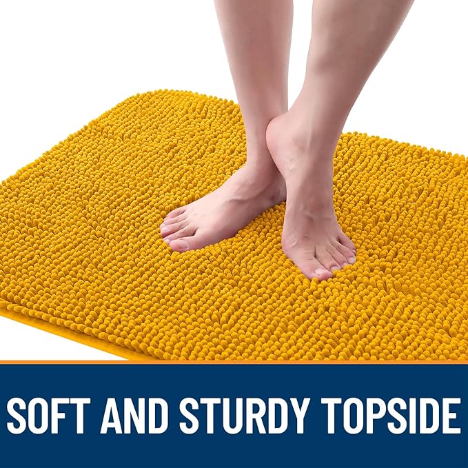 OLANLY Dog Door Mat for Muddy Paws 44x24, Absorbs Moisture and Dirt, Absorbent Non-Slip Washable Doormat, Quick Dry Chenille Mud Mat, Entry Indoor Entryway Carpet for Inside Floor, Golden Yellow