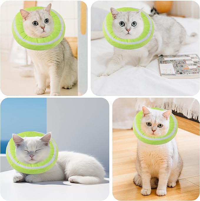 Soft Cat Cone Collar, Cute Cat Recovery Collar Suitable for Small, Medium, Large Cats,Elizabethan Neck Collar for Cats After Surgery (Kiwifruit, Small)