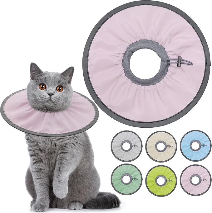 Lightweight Cat Cone Collar Soft, Soft Comfortable Cat Recovery Collar After Surgery, Elizabethan E Collar for Cats, Cone for Cats to Stop Licking (Pale Pink, Medium)