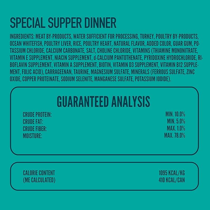 A Strong Heart Canned Wet Cat Food, Special Supper Dinner - 13.2 oz Cans (Pack of 12), Made in The USA with Real Turkey & Fish