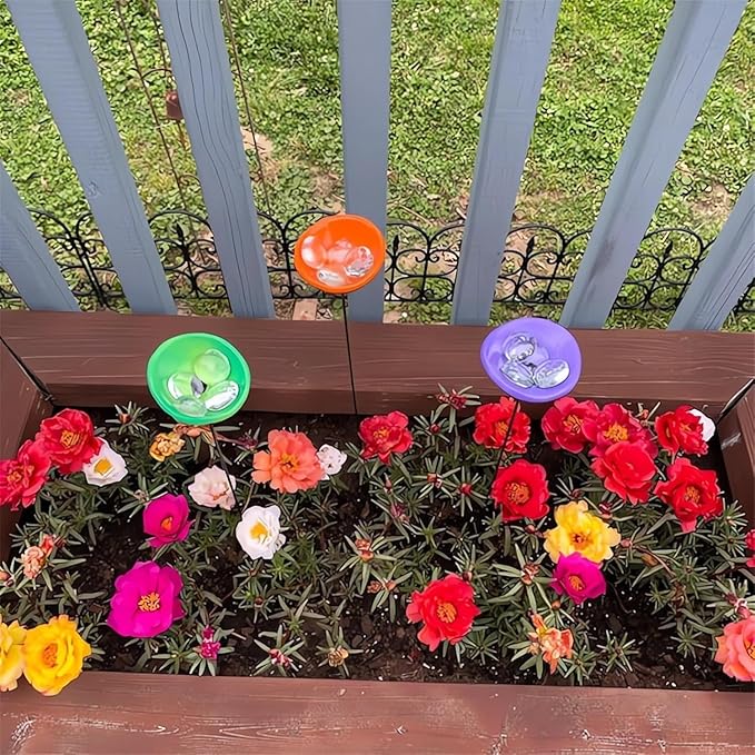 2026 Upgrade Bee Watering Station Butterfly Puddler Hummingbird Drinking Cups with Glass Marbles Colorful Bee Watering Cups for Garden Pollinator Watering Station Garden Decor for Outside (Red)