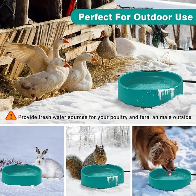 Heated Water Bowl for Chicken, Large Capacity 125OZ Poultry Water Heater for Hens Turkey Goose Duck Pigeon Poultry Birds Drinker in Winter, Chicken Coop Accessories No More Frozen Food Water