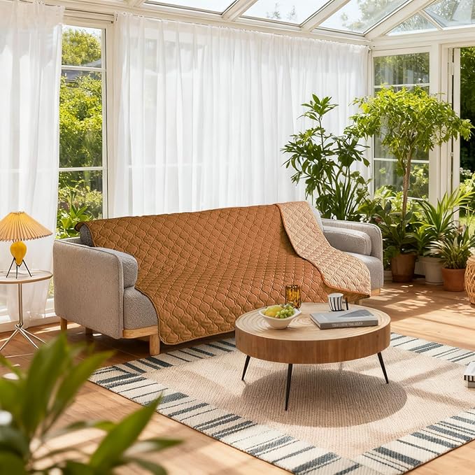 gogobunny 100% Double-Sided Waterproof Dog Bed Cover Pet Blanket Sofa Couch Furniture Protector for Puppy Large Dog Cat, Reversible (82x120 Inch (Pack of 1), Dark Pumpkin/Light Pumpkin)