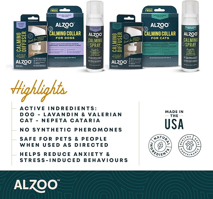 Cat Calming Spray - Natural Plant Based Stress & Anxiety Relief, Valerian & Lavadin Blend, No Synthetic Pheromones, Stress and Anxiety Relief During Travel, Vet, Fireworks, Separation