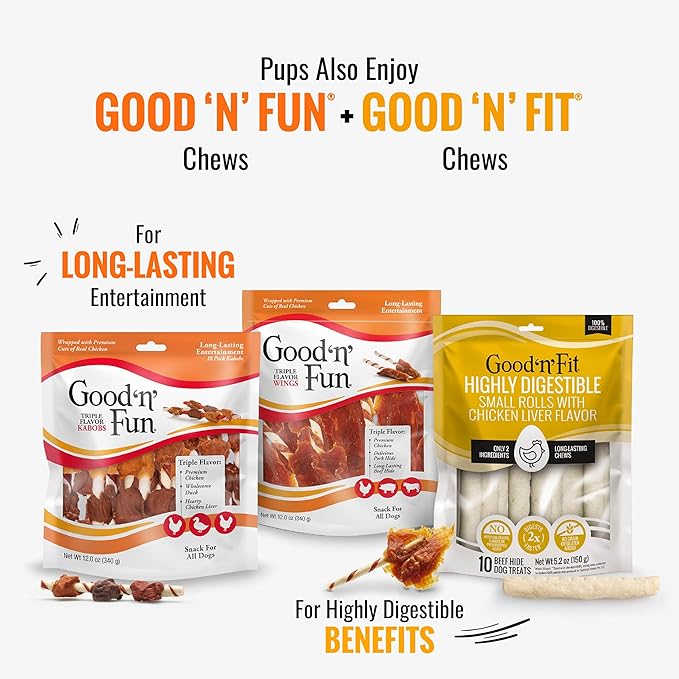 Good 'n' Tasty Triple Flavor Puree Mix-Ins Dog Food Topper Treats for All Dogs, 7 Count, Easy Single-Serve Portions, Added Protein with Salmon, Tuna and Krill, No Chicken or Beef Added