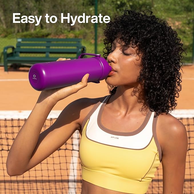 Insulated Water Bottle with Straw Stainless Steel Water Bottle, Leak-Proof, BPA-Free, Double Wall Vacuum Keeps Cold for 24 Hours for Sports, Travel, School (18 oz, Bright Magenta)