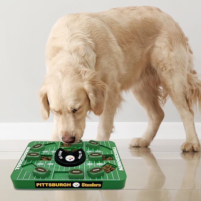Pets First NFL Pittsburgh Steelers Large Puzzle Toy, New Size, Interactive Dog Treat & Slow Feeding Toy