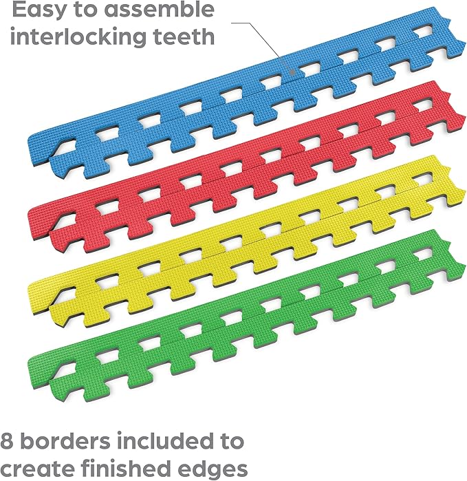 Norsk Reversible Kids Puzzle Play Mats - EVA Interlocking Foam Tiles (Multicolor/Black 4 Tiles - 16 sq. Ft. 1/2" Thick)