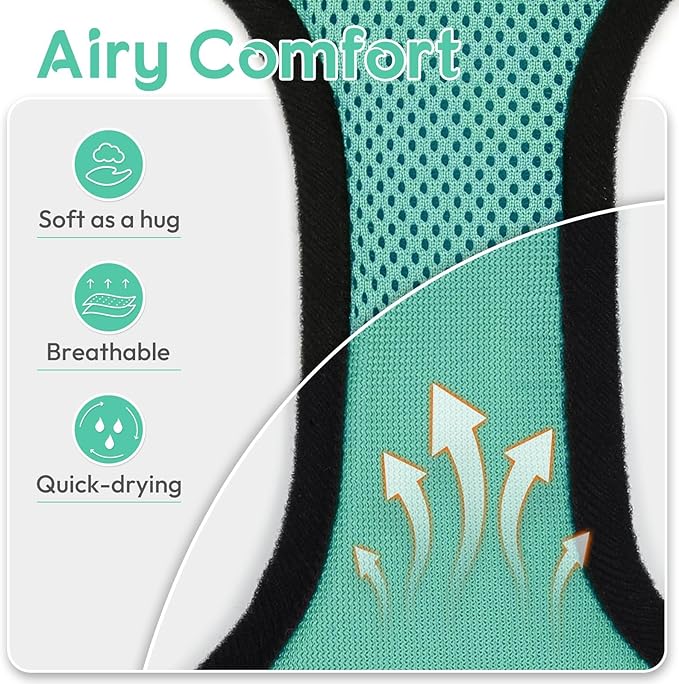 Dooradar Cat Harness and Leash Set, Escape Proof Safe Adjustable Kitten Vest Harnesses for Walking, Easy Control Soft Breathable Mesh Jacket with Reflective Strips for Cats, Green, M