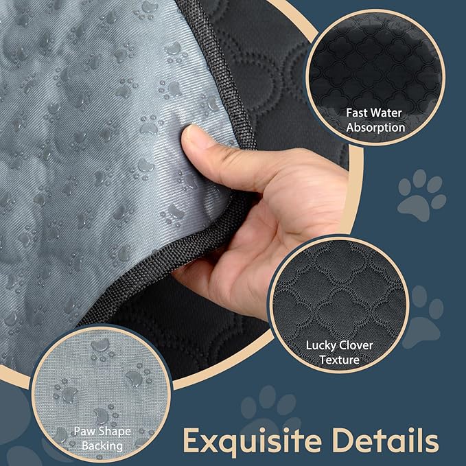 Washable Guinea Pig Cage Liner - 4 Pack Reusable Washable Pee Pads，Waterproof Guinea Pig Bedding for Small Animal - Rabbit Bunny Hamster Puppy (Dark Grey, 12" X 12" - 4 Pack)