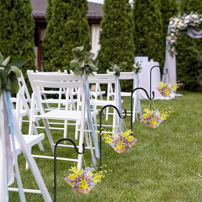 4 Pcs 24 Inch Shepherds Hook for Outdoor Adjustable Bird Feeder Pole Metal Steel Shepard Hooks for Hummingbird Stand Feeder Pole for Garden Plant, Lantern, Hanging Wedding Decor