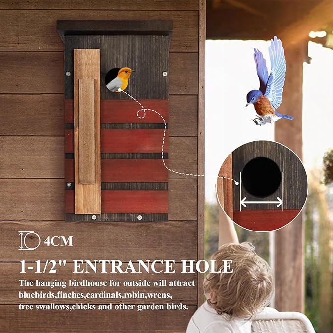 Bluebird House for Outside, Bird House DIY Assembly Kit, Birdhouses for Outdoors Clearance, Roosting & Nesting Boxes for Robins, Finches and Small Garden Birds