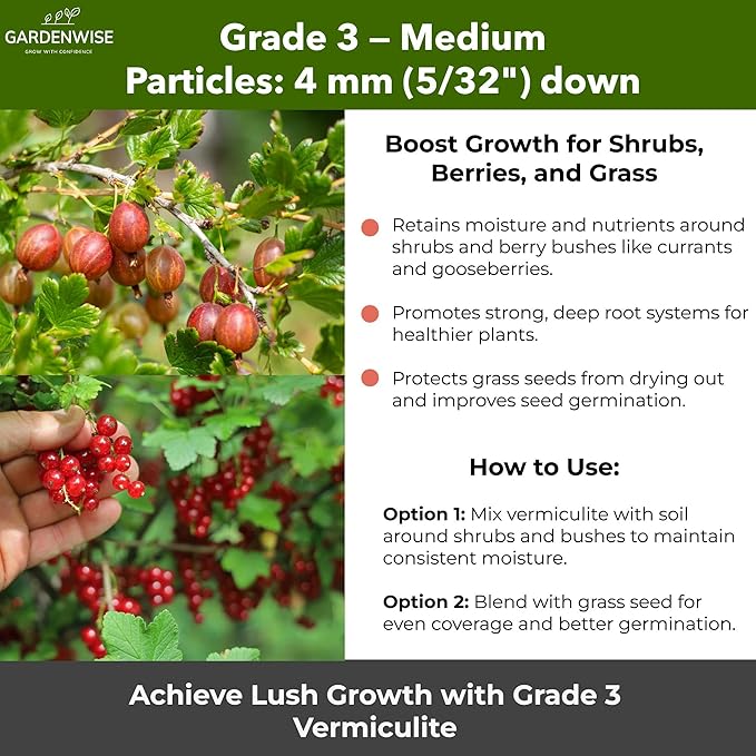 Organic Coarse Vermiculite for Indoor Gardening Plants and Mushrooms – Enhances Soil Aeration, Seed Germination, Rooting Cuttings – Small Packages and Bulk (Vermiculite Grade 3 – Medium, 5 qt)