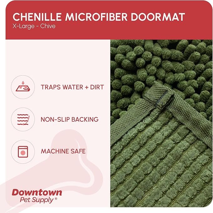 My Doggy Place Microfiber Dog Mat for Muddy Paws, 60" x 36" Chive - Non-Slip, Absorbent and Quick-Drying Dog Paw Cleaning Mat, Washer and Dryer Safe - X-Large/Runner