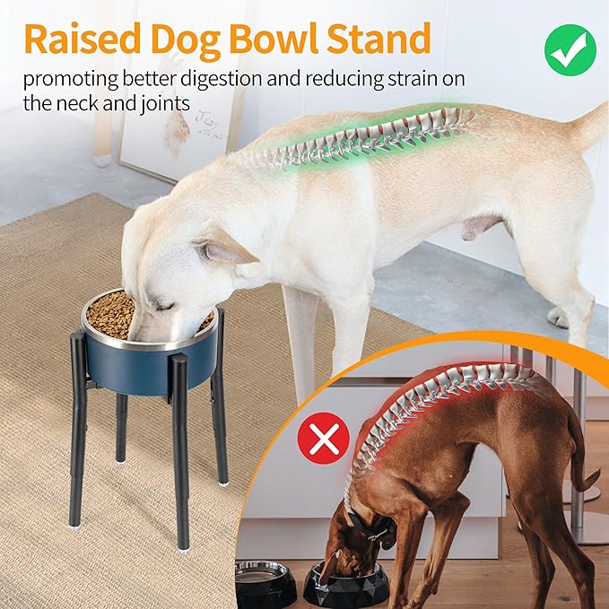 Dog Bowl Stand,Adjustable Tall Dog Food and Water Bowl Stand 8-12" Width 4 Heights,Durable Metal Elevated Dogs Bowl Holder for Medium and Large Dogs (Adjustable Wide 8-12" Heights 16")