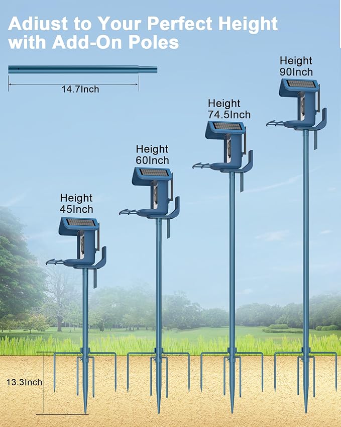 Bird Feeder Pole Stand – 90 Inch Height Feeding Station with 1-Inch Dia Heavy Duty for Hanging Feeders, Bird House Pole Mount Kit for Outdoor, Slip-Fit Connection, Blue