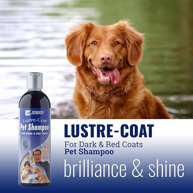 Kenic Lustre Coat Dog & Cat Shampoo Color Enhancing Formula for Dark and Red Coats Restores Shine and Vibrancy Cruelty Free Soap and Paraben Free Professional Grooming Formula Made in USA