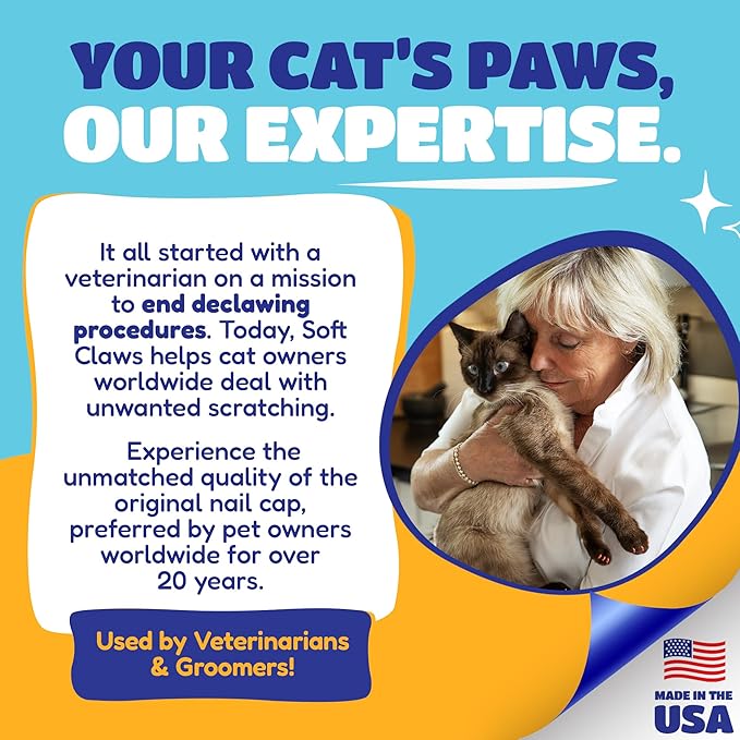 Soft Claws Cat Nail Caps for Medium Cats – (40 Caps, Black & Gold) - Made in USA - Veterinarian-Developed | Protects Furniture & Skin - Easy to Apply, Long-Lasting Anti-Scratch Soft Cat Claw Covers