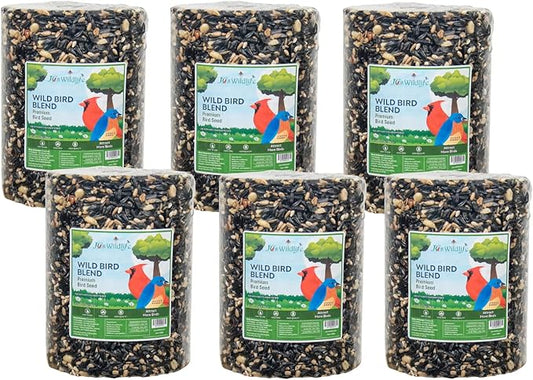 JCs Wildlife Wild Bird Blend Premium Bird Seed Large Cylinder with Hole, 3.75 lb (6 Cylinder)