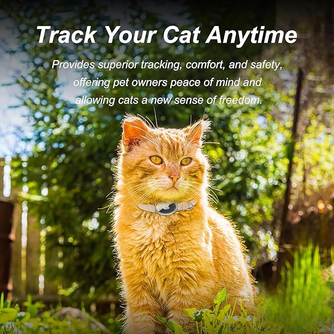 AirTag Cat Collar,Ultra Elastic Cat Tracker Collar with Apple Air Tag Holder, [Lightweight][Scratch Resistant] Stepless Adjustable GPS Pet Collar for Cats Kittens (Brown)