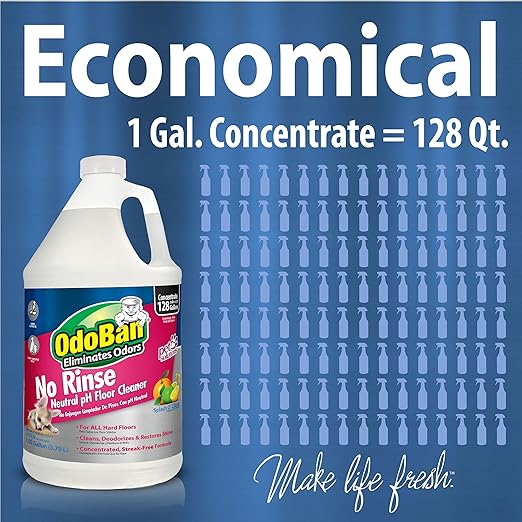 OdoBan Pet Solutions No Rinse Neutral pH Floor Cleaner Concentrate, Made in the USA, Splash O' Citrus Scent, 3 Gallons