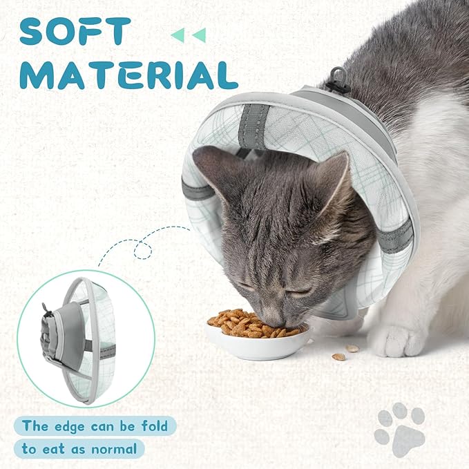 Supet Cat Cone Collar Soft to Stop Licking Scratching, Breathable Comfortable Mesh Recovery Cone for Cats After Surgery Neuter, Lightweight E Cone Collar Alternative (S)