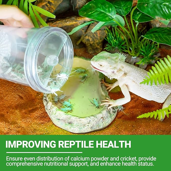 REPTI ZOO Reptile Cricket Calcium Powder Mixer, Transparent Cricket Keeper Shaker for Bearded Dragon Gecko Snake Lizard Chameleon, Dispenser Feeder for Reptile & Amphibians(Clear)