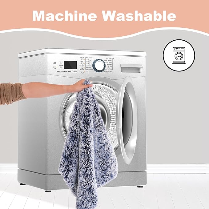 Bedfolks Plush Dog Crate Bed, Washable Cover, Faux Fur, Large, 35"x23", Dark Blue