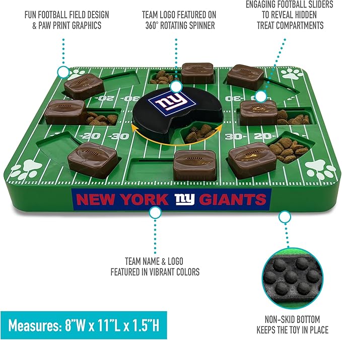 Pets First NFL New York Giants Puzzle Toy - Interactive Dog Treat Puzzle