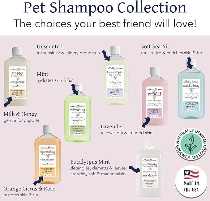 Bobbi Panter Nourishing Dog Conditioner - Detangles & De-Matts with Natural Safflower Oil, Keratin, Shea Butter, Aloe Vera for Fur, Sea Air Scent, 10:1 Concentrate, Made in The USA, 14 oz.