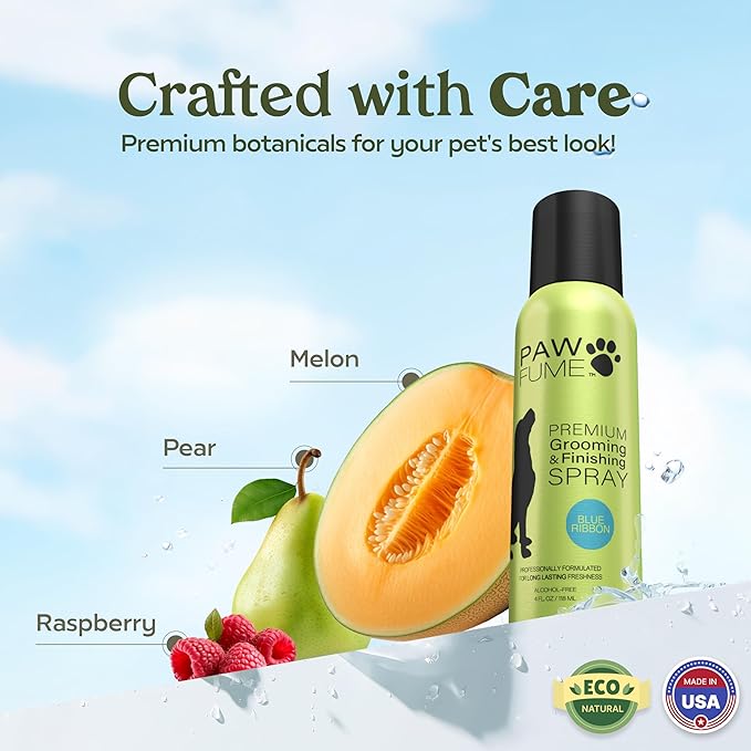 PAWFUME Dog Perfume Spray for Grooming, Blue Ribbon, 1-Pack – Keep Your Pup Fresh All Day – Probiotic, Alcohol-Free, Detangling & Moisturizing – Salon-Quality Dog Spray Deodorizer Perfume