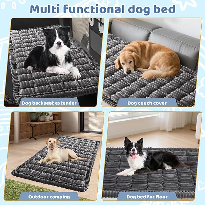 Backseat Dog Bed Mat for Car: 27.6" x 52" Non-Slip Dog Bed for Back Seat - Soft and Comfortable Dogs Blanket - Washable Travel Pet Mat Seat Protector Fit for Back Seat Cover,Grey