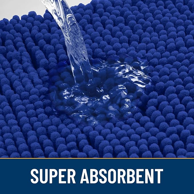 Smiry Dog Door Mat for Muddy Paws 30x20, Absorbs Moisture and Dirt Doormat, Non-Slip Washable Quick Dry Chenille Front Door Mat Indoor Entrance, Entryway Carpet for Inside Floor, Royal Blue