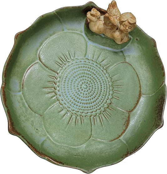 Ceramic Ground Bird Bath Bowl for Outside, BirdBath Bowl Only, Ground Bird Feeders and birdbath for Outdoors, Tabletop，Balcony and Garden