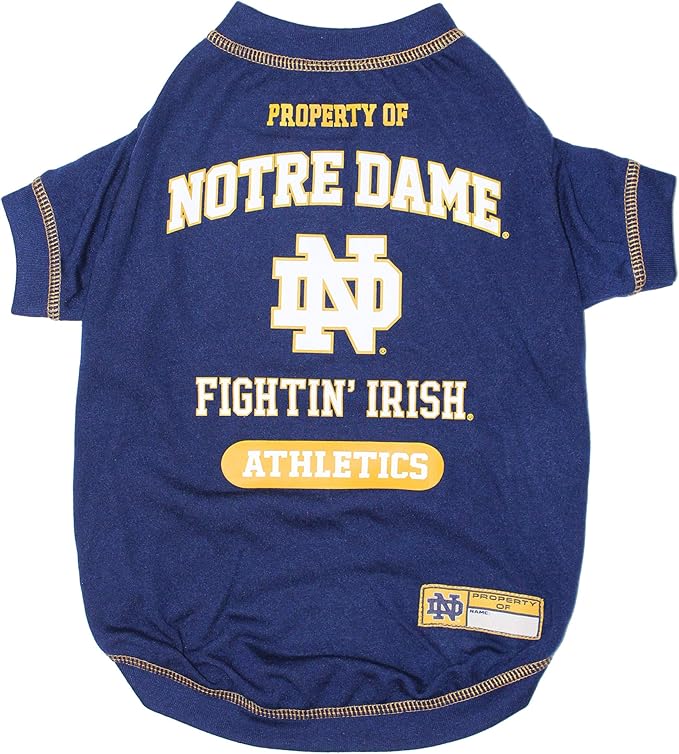 Pets First Collegiate Notre Dame Fighting Irish Dog T-Shirt, Medium. - Licensed Shirt for Pets Team Colored with Team Logos.- Premium Stretchable Materials for The Comfrot of Your Dog & Cat.