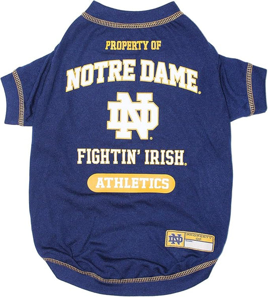 Pets First Collegiate Notre Dame Fighting Irish Dog T-Shirt, Medium. - Licensed Shirt for Pets Team Colored with Team Logos.- Premium Stretchable Materials for The Comfrot of Your Dog & Cat.