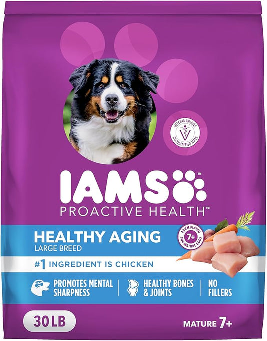 IAMS Proactive Health Healthy Aging Large Breed Dog Food for Mature and Senior Dogs with Real Chicken, 30 lb. Bag