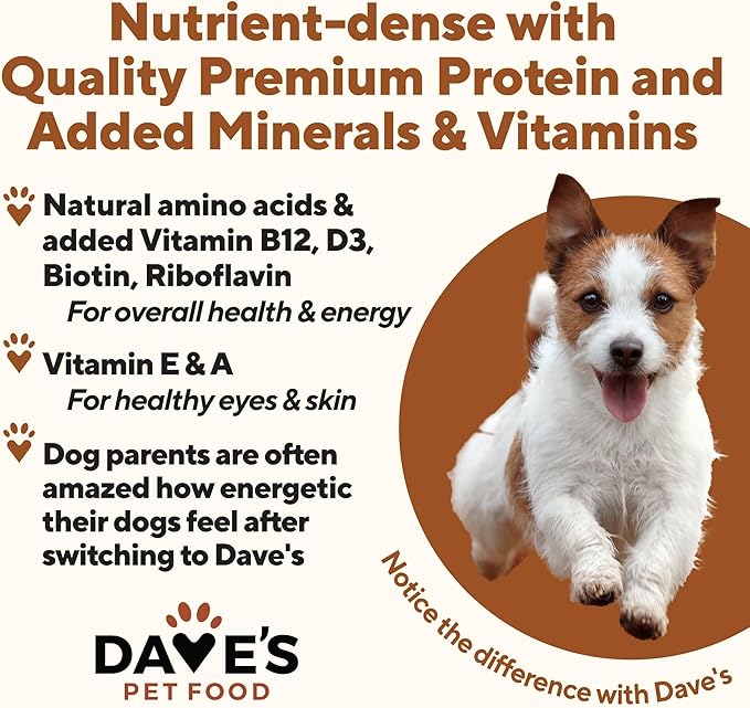 Dave's Pet Food Wet Canned Dog Food (Chicken & Rice), Made in USA Naturally Healthy with Added Vitamins & Minerals, Gluten Free Topper, 13.2 oz (12 Pack)